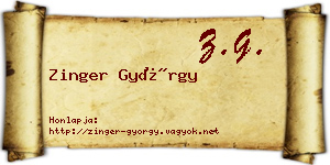 Zinger György névjegykártya
